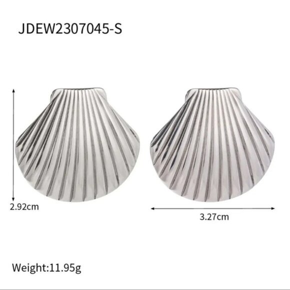 Seashell Silver Stainless Steel Waterproof Earrings - Picture 8 of 16